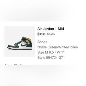 Air Jordan 1 Mid Noble Green/White/Pollen
